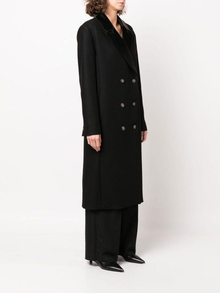 Black Erla Double-breasted Virgin Wool Coat