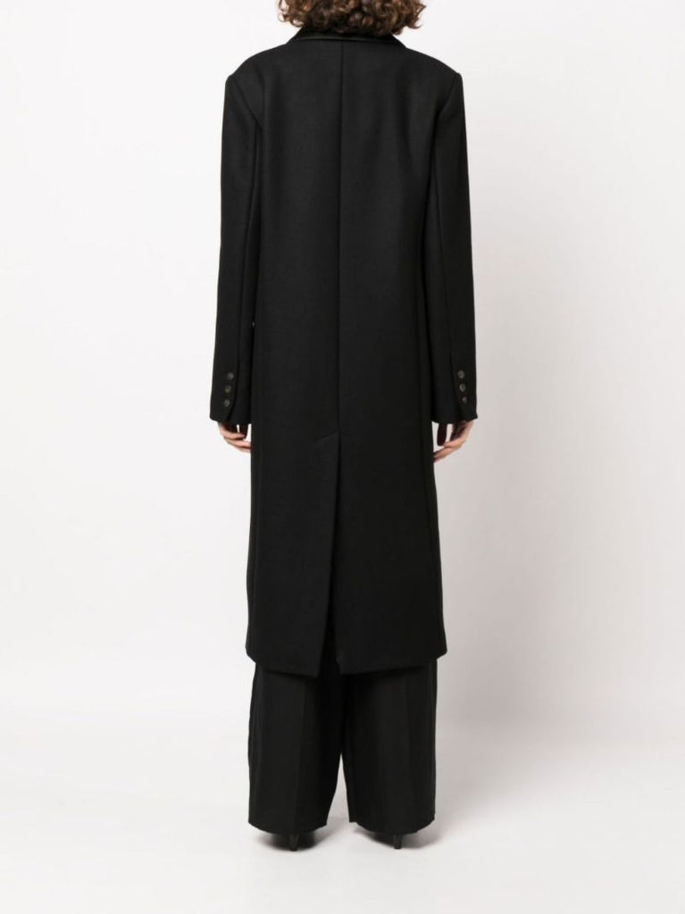 Black Erla Double-breasted Virgin Wool Coat