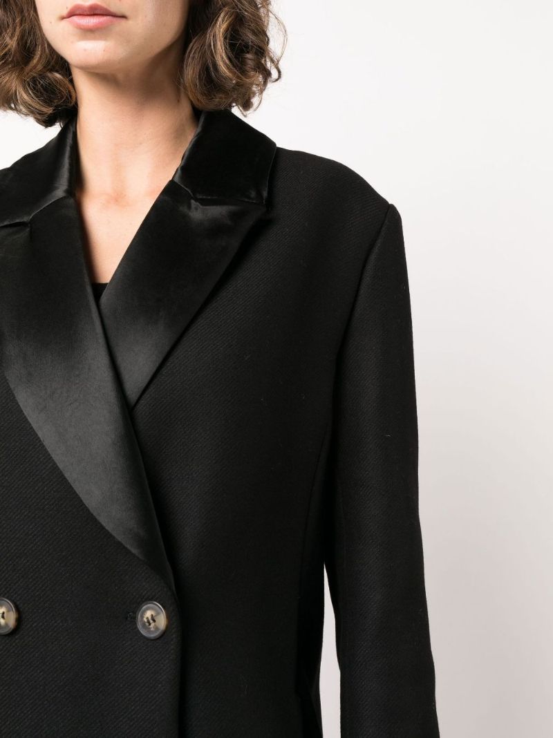 Black Erla Double-breasted Virgin Wool Coat