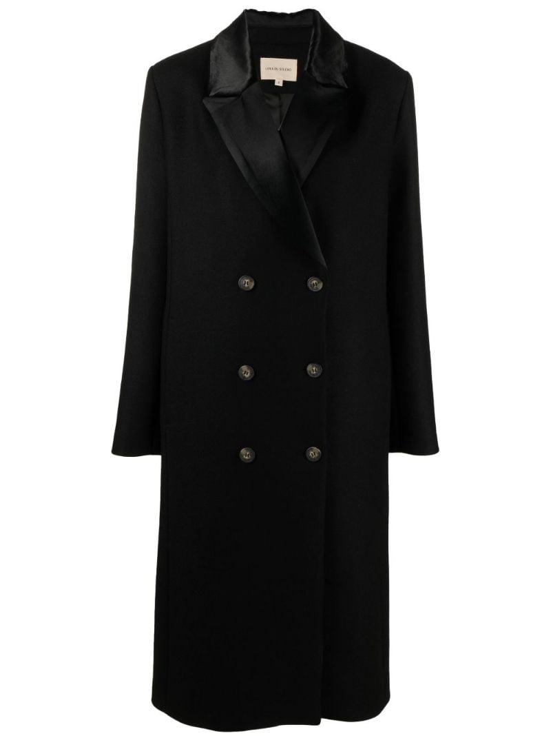 Black Erla Double-breasted Virgin Wool Coat