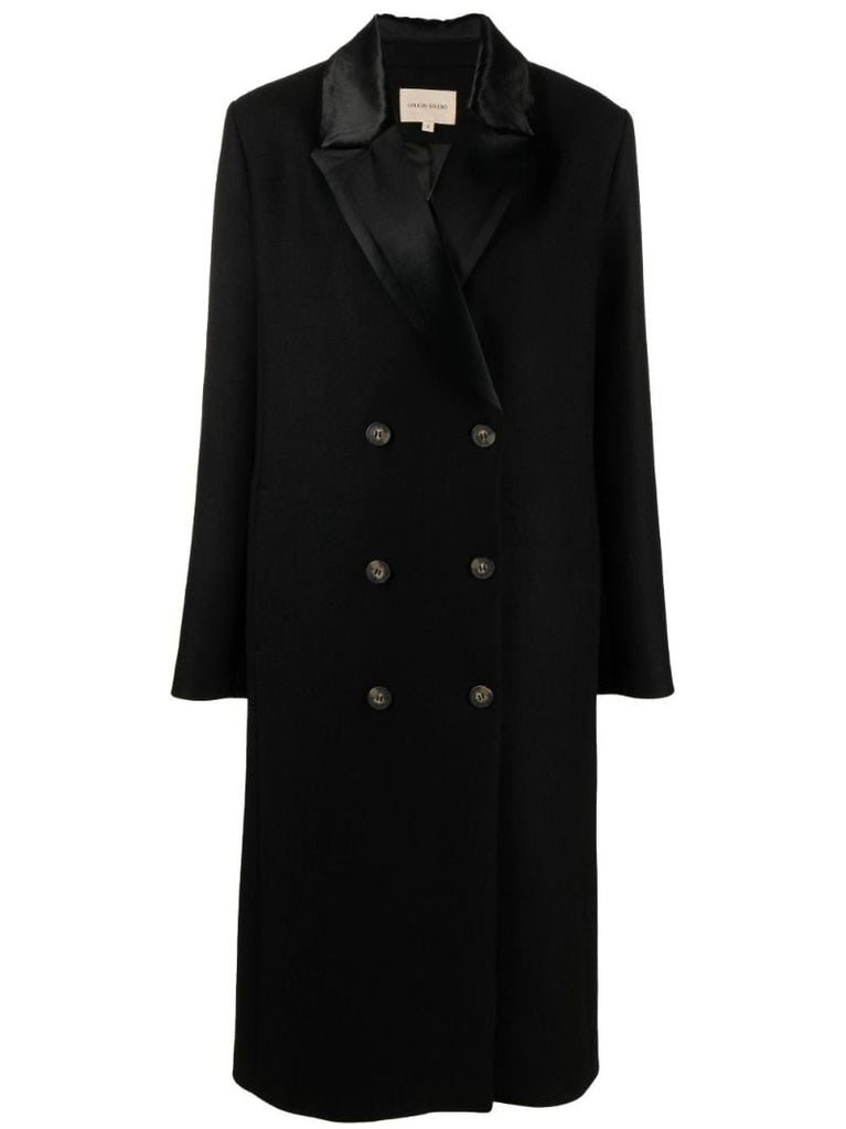 Black Erla Double-breasted Virgin Wool Coat