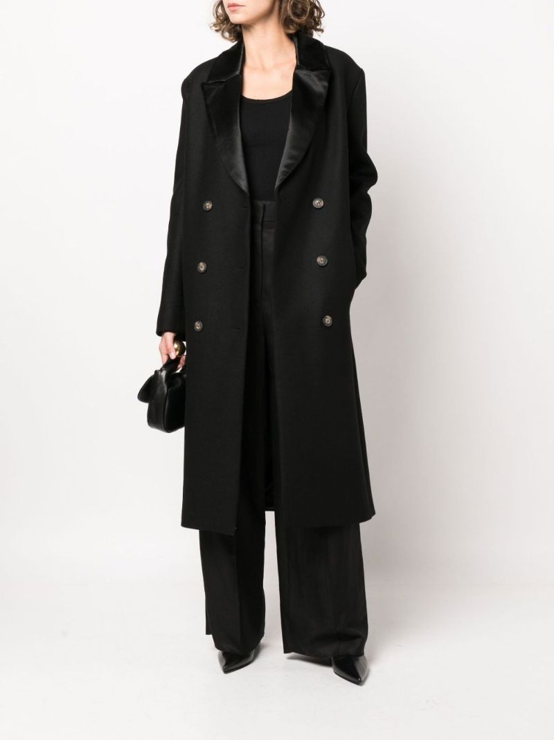 Black Erla Double-breasted Virgin Wool Coat