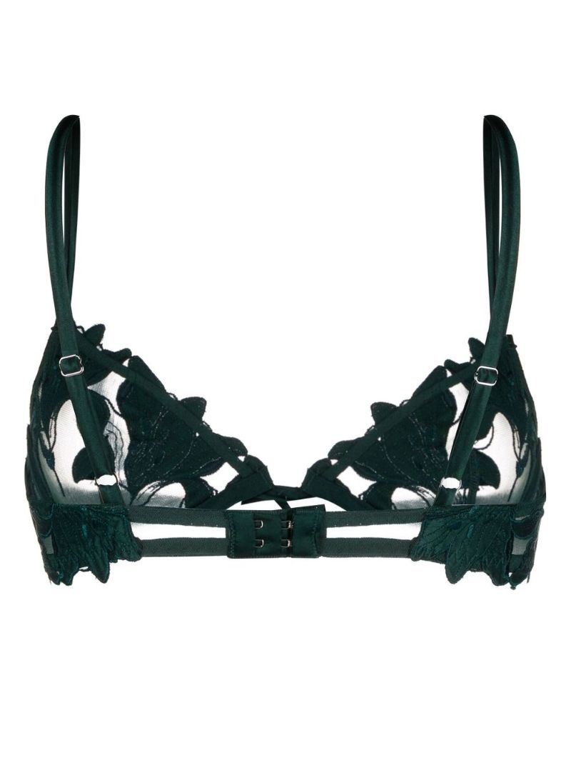 Green Lily Embroidered Plunge Bra