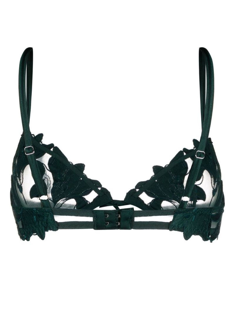 Green Lily Embroidered Plunge Bra