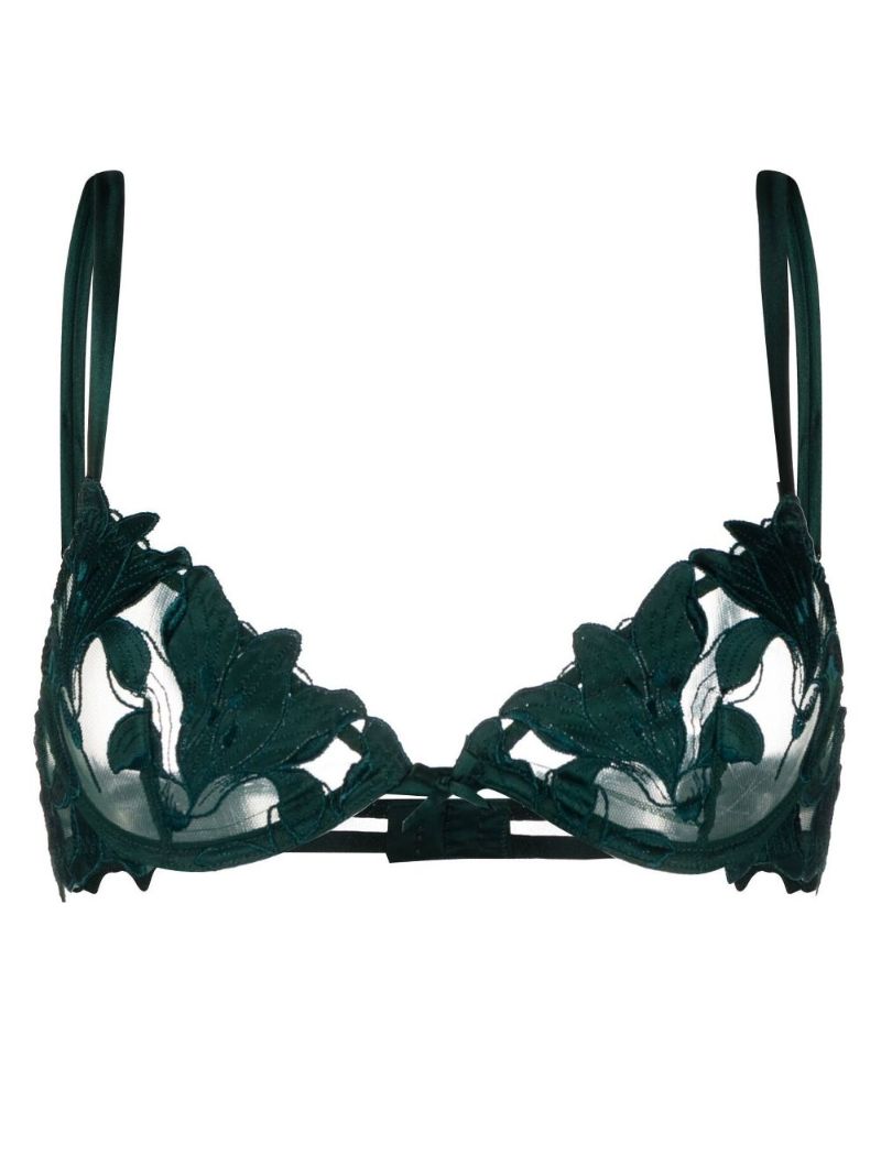 Green Lily Embroidered Plunge Bra
