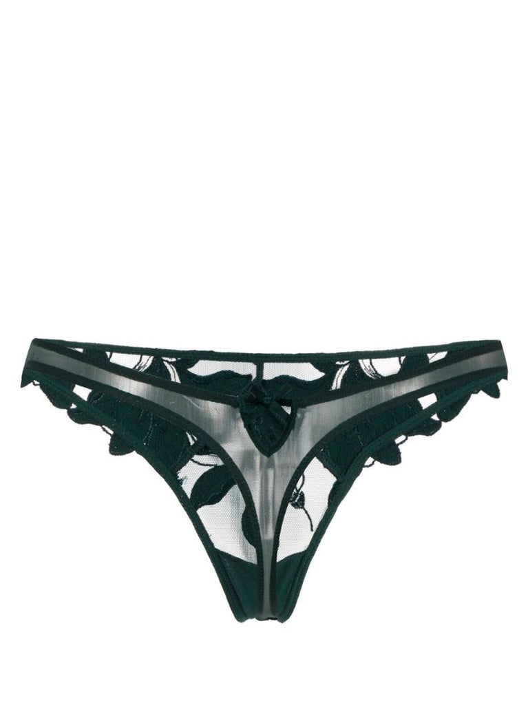 Green Lily Lace Silk Hipster Thong