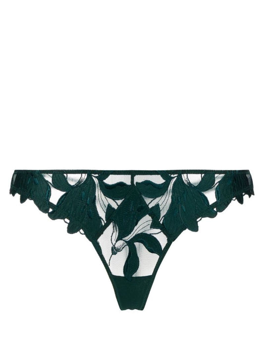 Green Lily Lace Silk Hipster Thong
