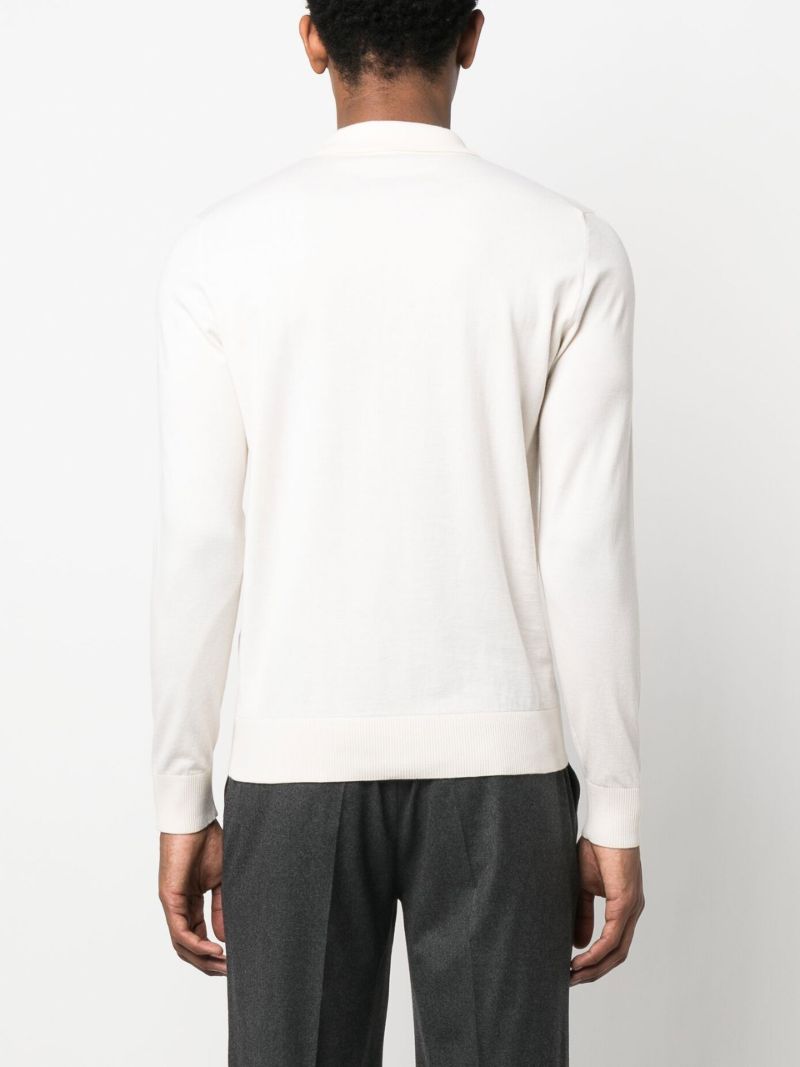 White Polo Collar Knitted Jumper