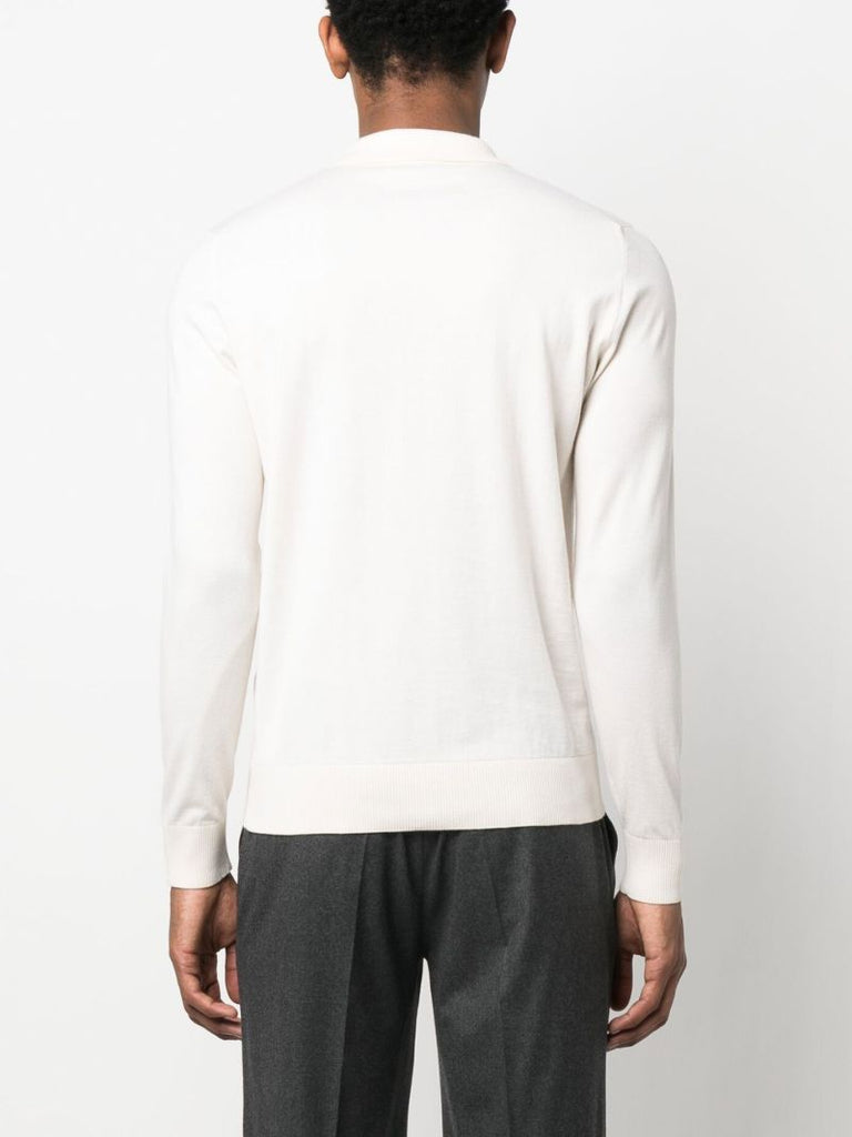 White Polo Collar Knitted Jumper