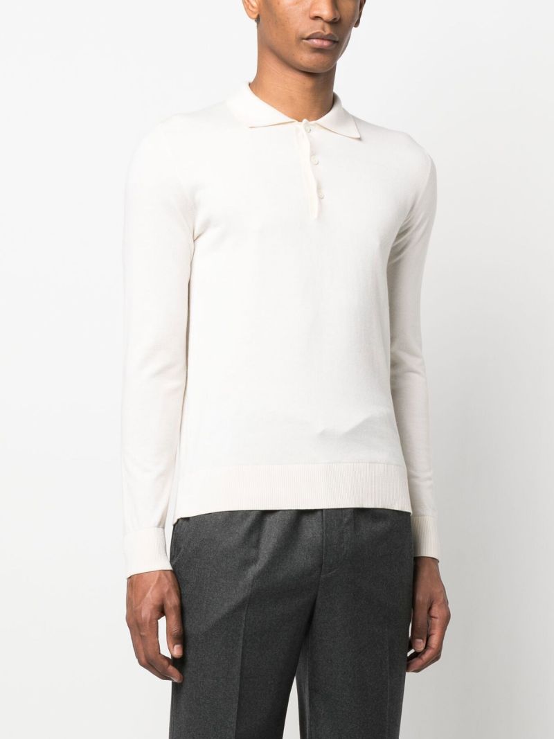 White Polo Collar Knitted Jumper
