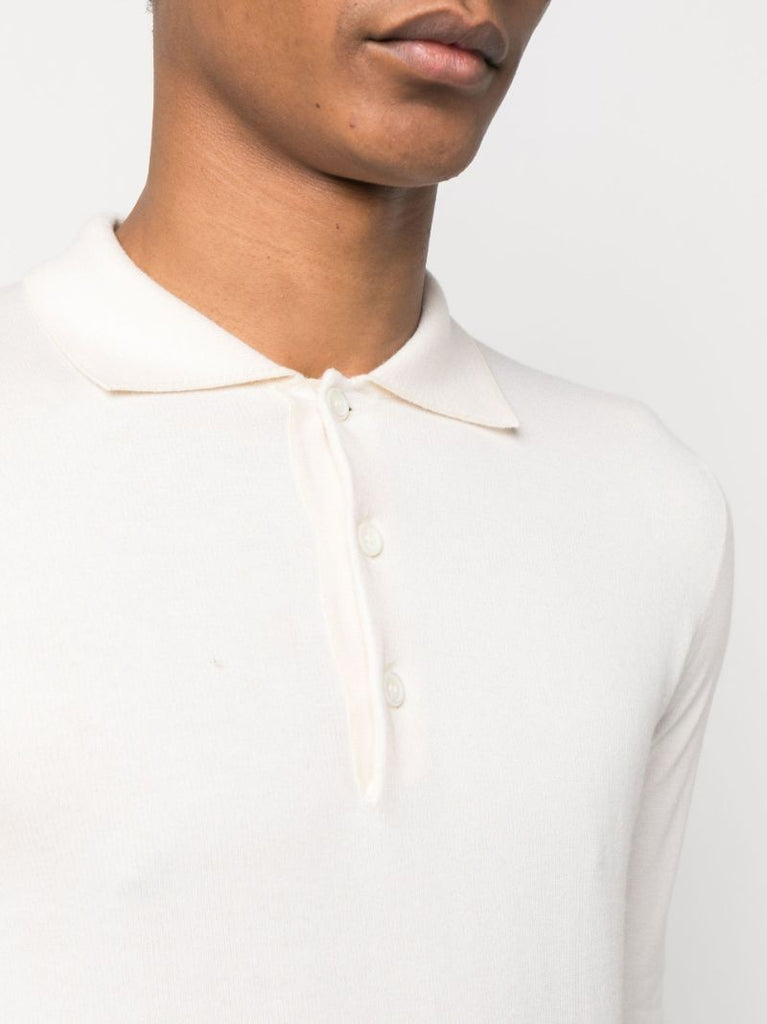 White Polo Collar Knitted Jumper
