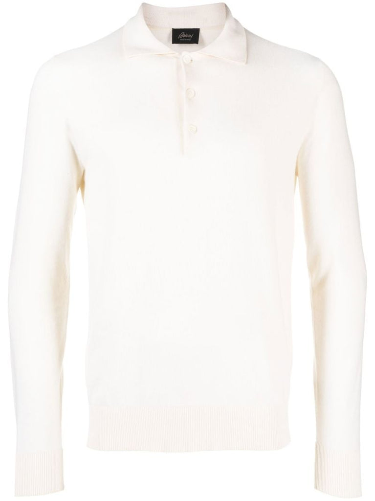White Polo Collar Knitted Jumper