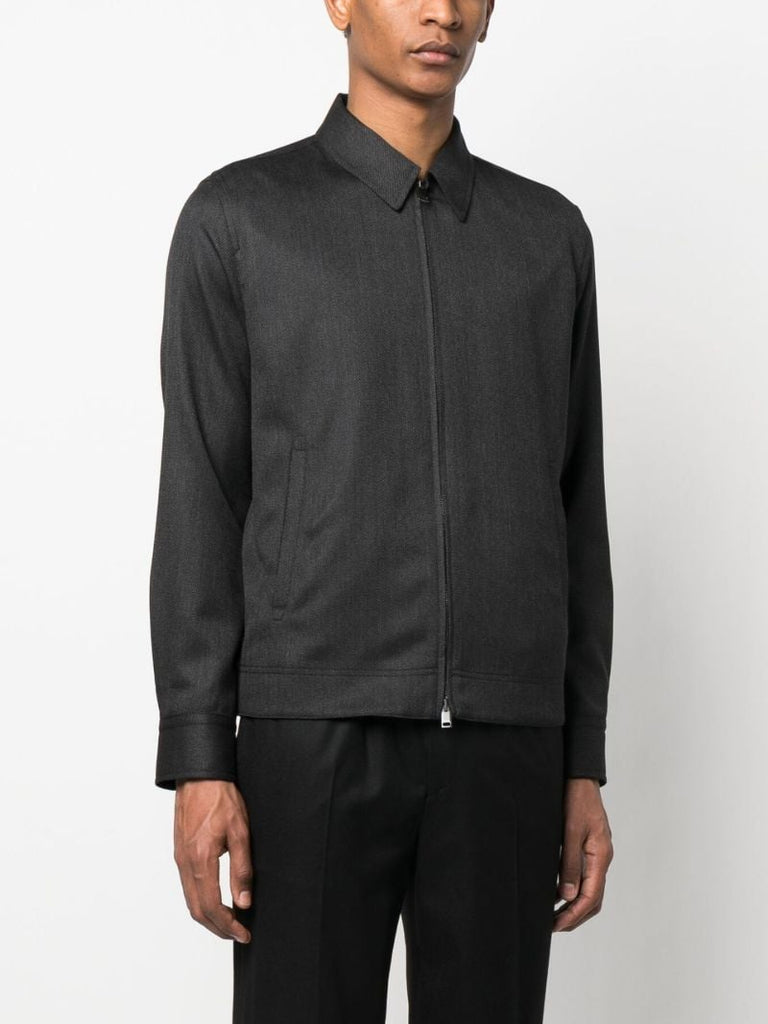 Black Zip Up Shirt Jacket