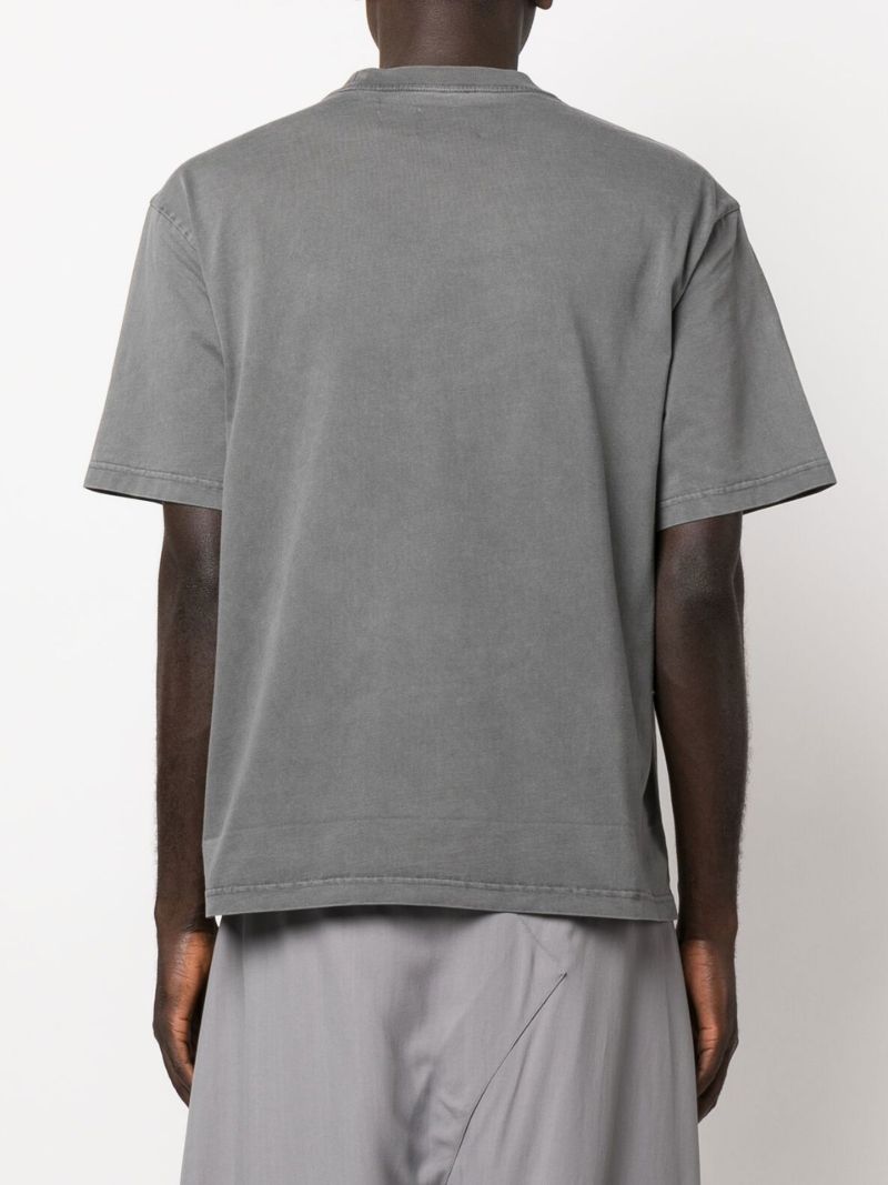 Grey Logo Embroidered Deconstructed T-shirt