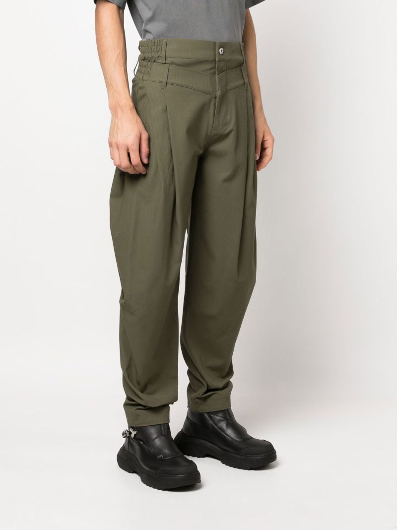Green Double Waistband Trousers