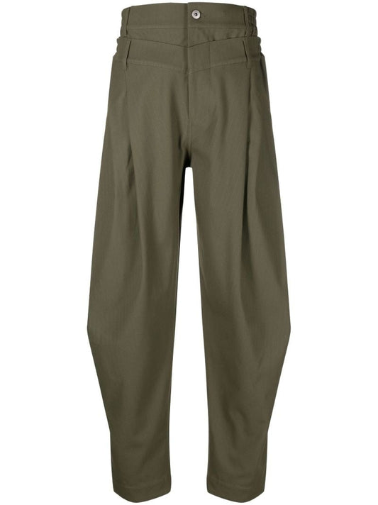 Green Double Waistband Trousers