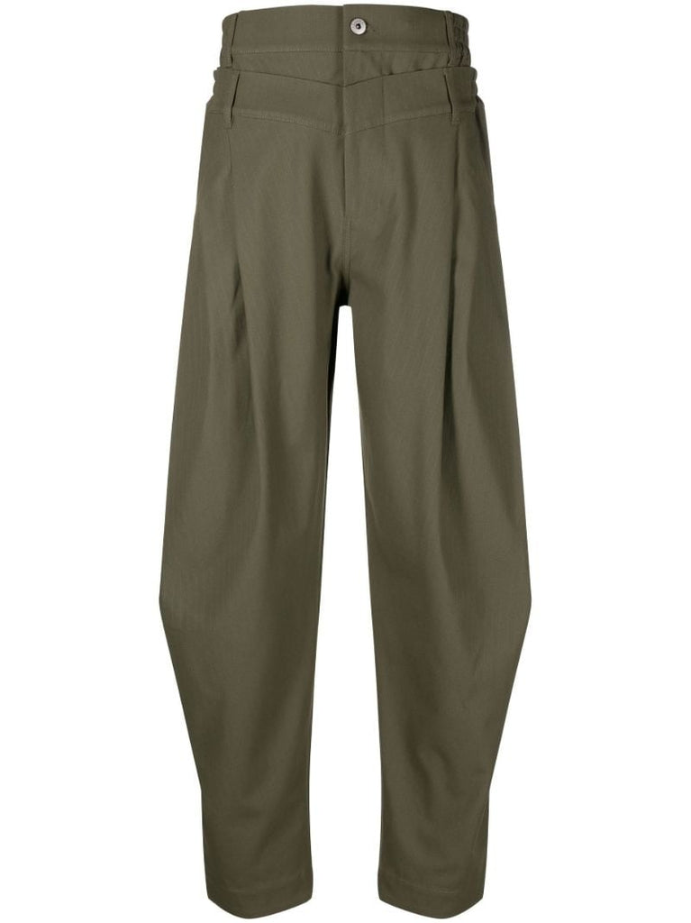 Green Double Waistband Trousers