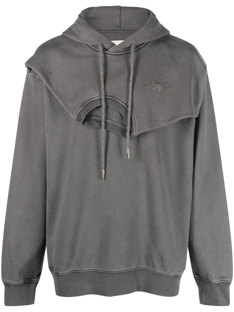 Grey Panelled Cotton Hoodie