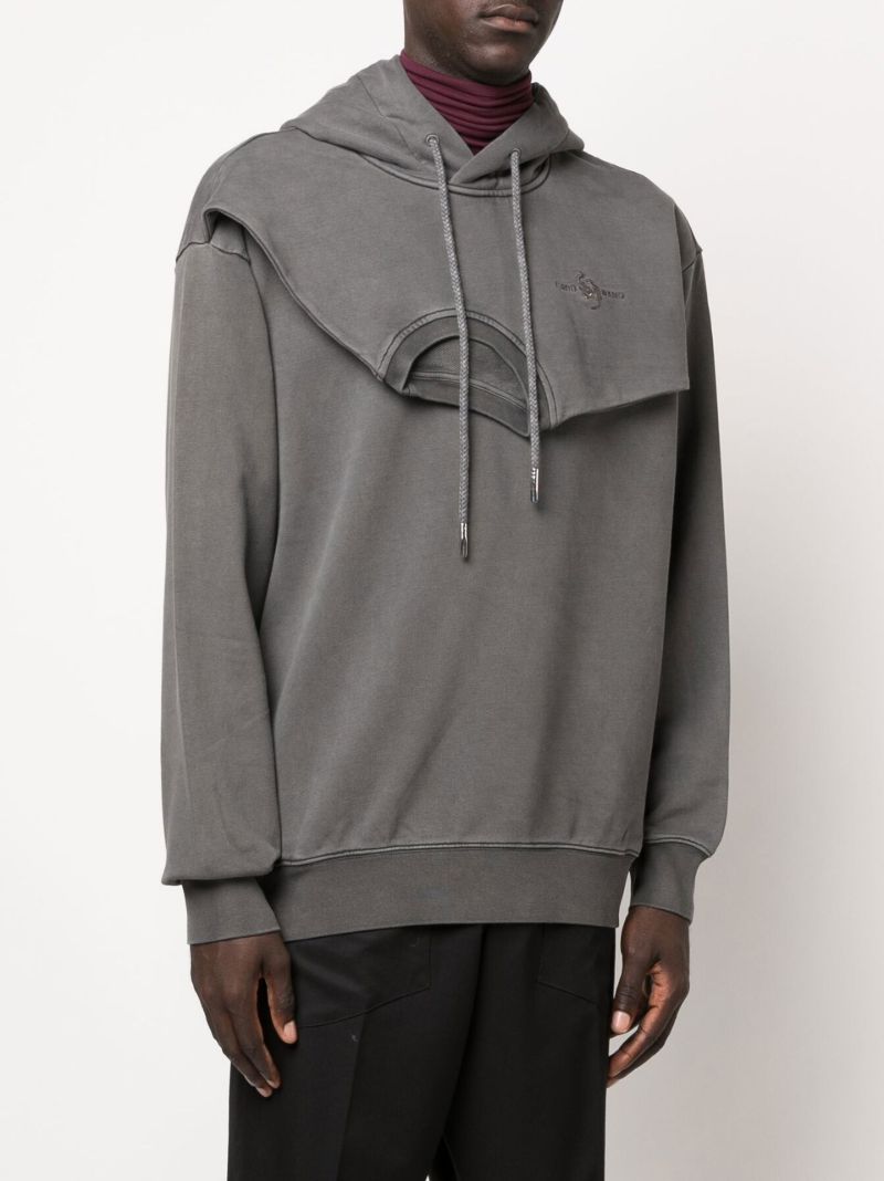 Grey Panelled Cotton Hoodie