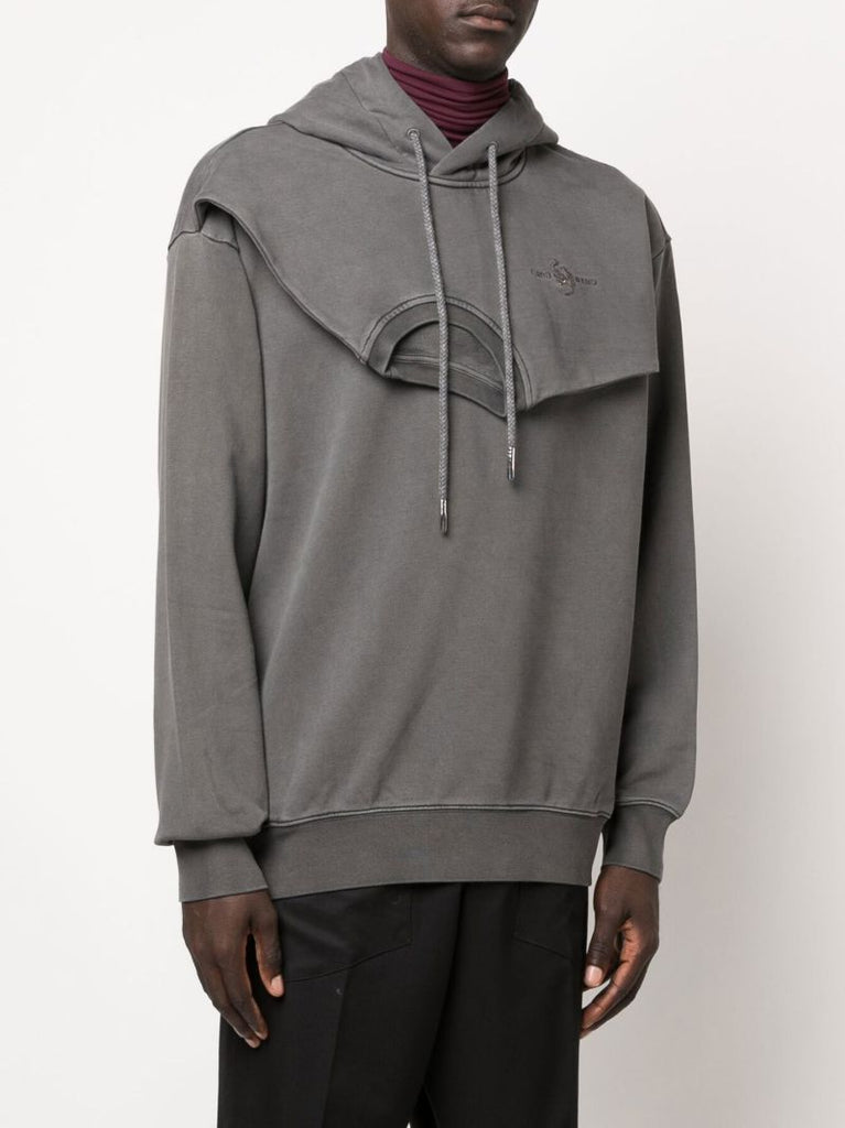 Grey Panelled Cotton Hoodie