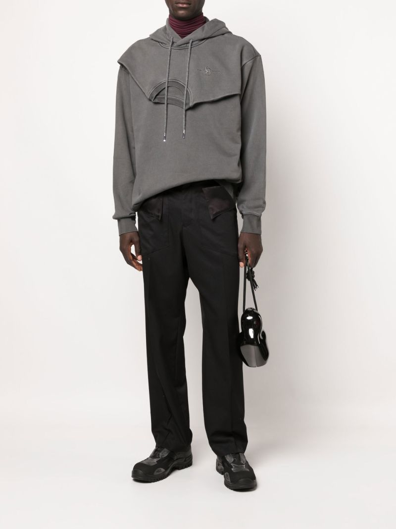 Grey Panelled Cotton Hoodie