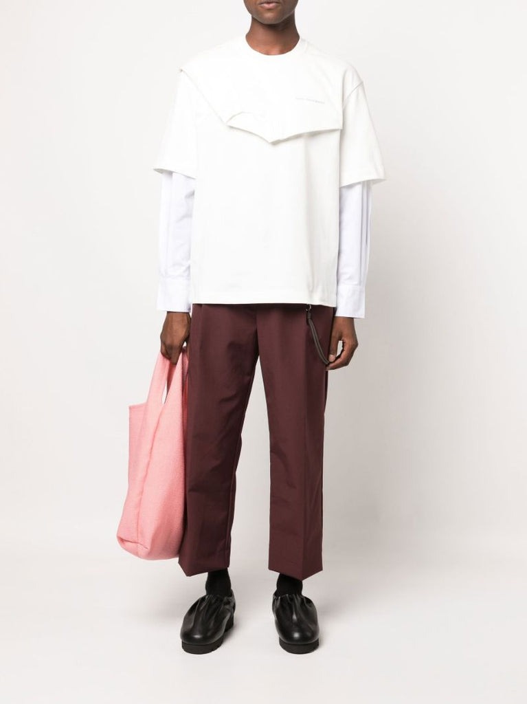 White Layered Cotton Sweatshirt