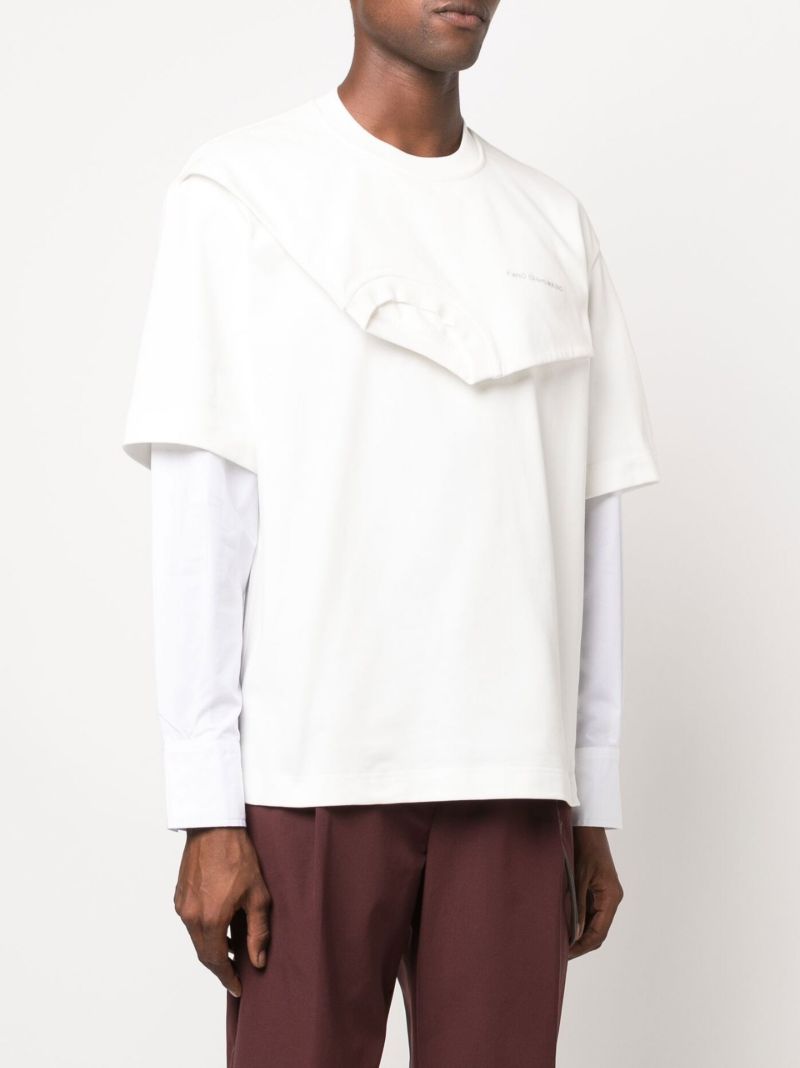 White Layered Cotton Sweatshirt