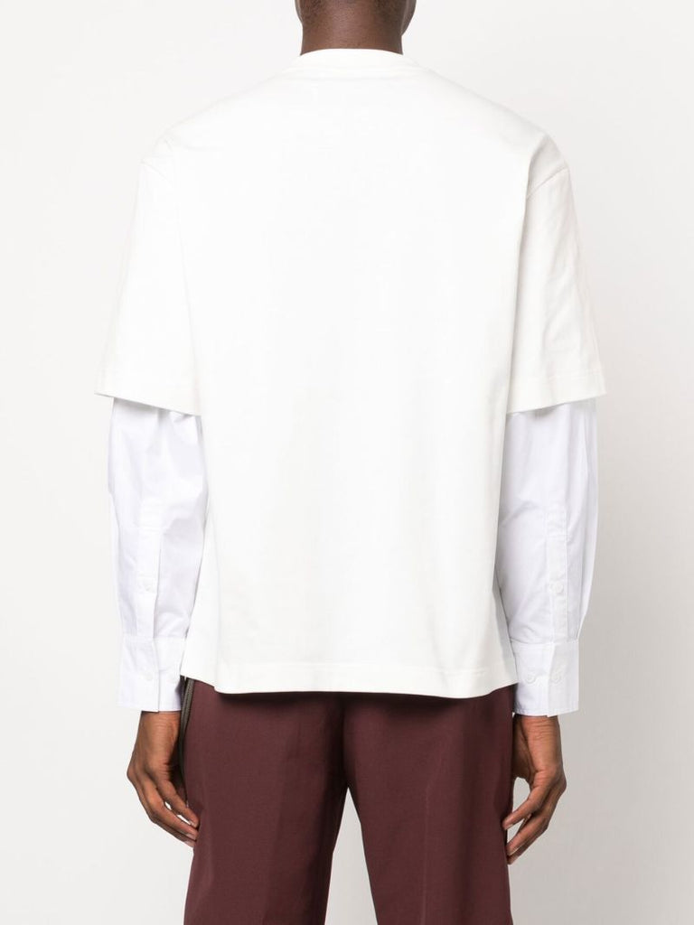 White Layered Cotton Sweatshirt
