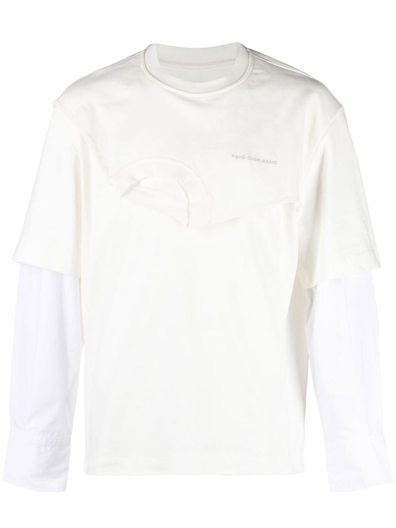 White Layered Cotton Sweatshirt