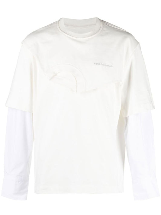 White Layered Cotton Sweatshirt