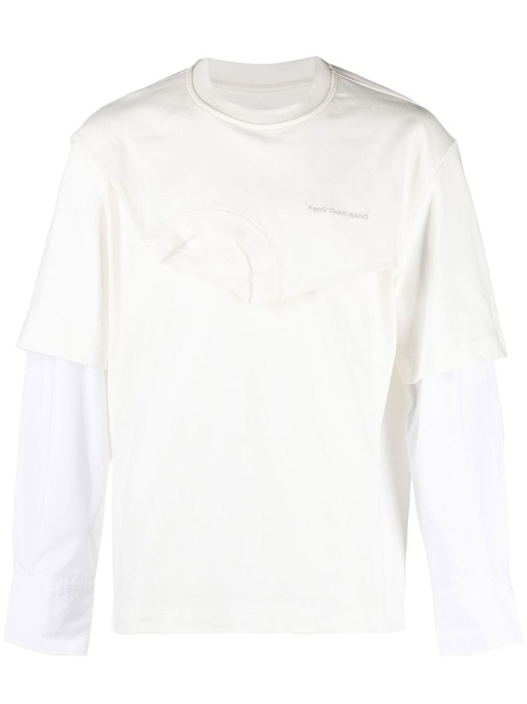 White Layered Cotton Sweatshirt