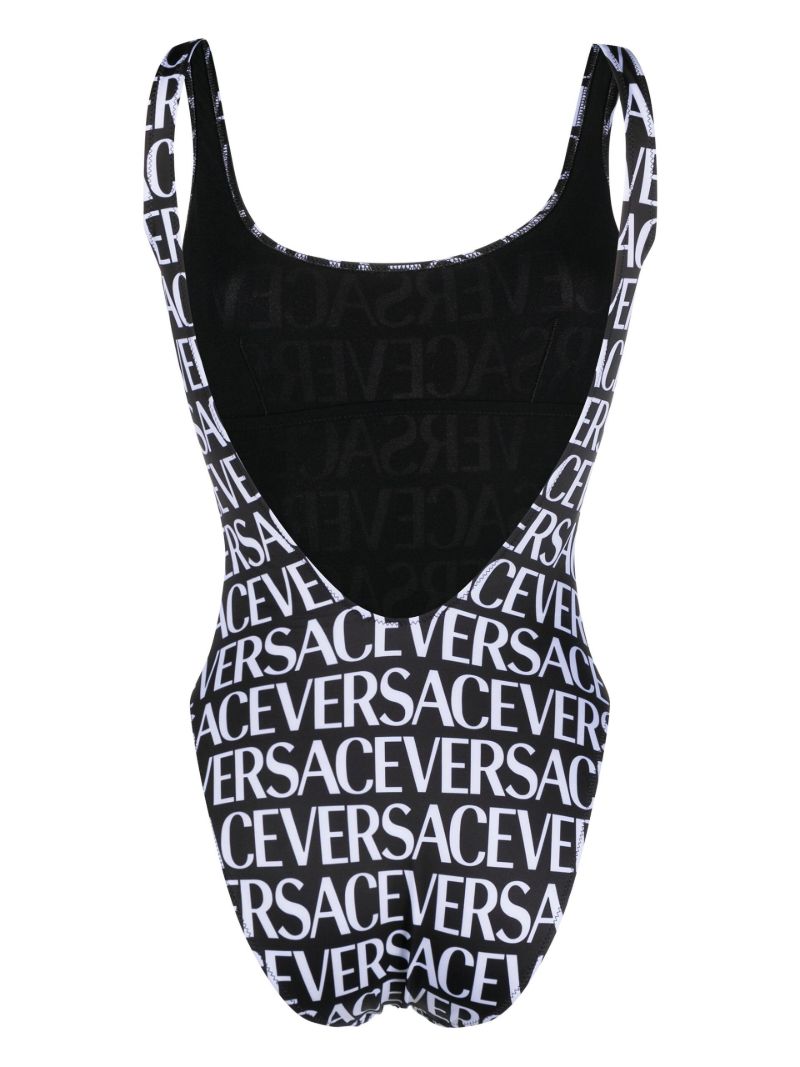 Black and White All-over Logo Print Swimsuit