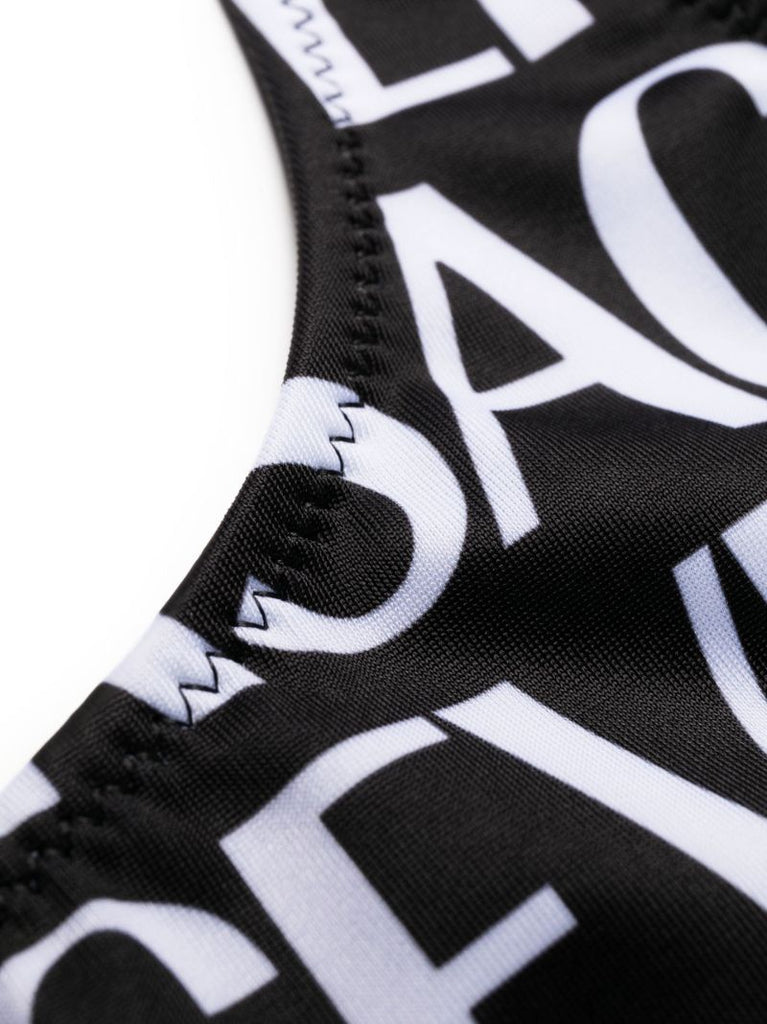 Black and White All-over Logo Print Swimsuit