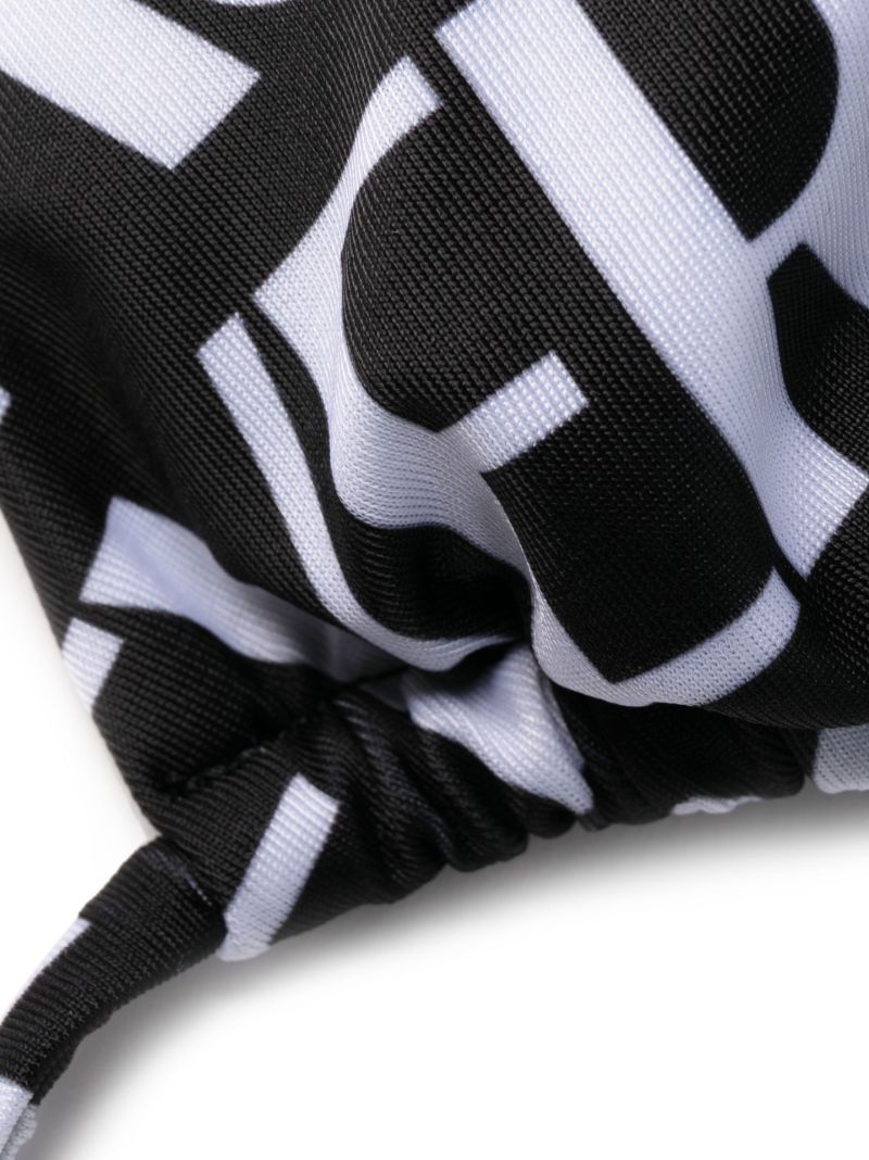 Black Logo Print Triangle Bikini Top