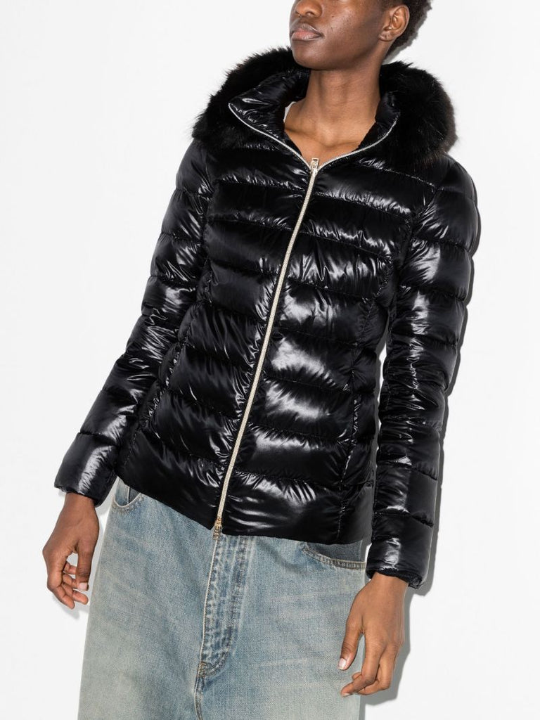 Black Claudia Hooded Down Jacket