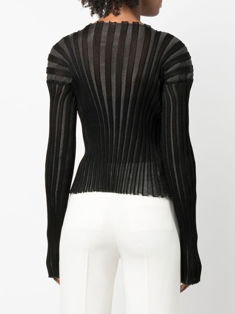 Black Katrina Ribbed Knit Top
