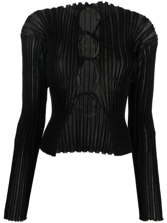 Black Katrina Ribbed Knit Top