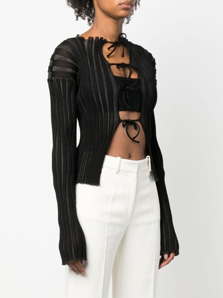 Black Katrina Ribbed Knit Top