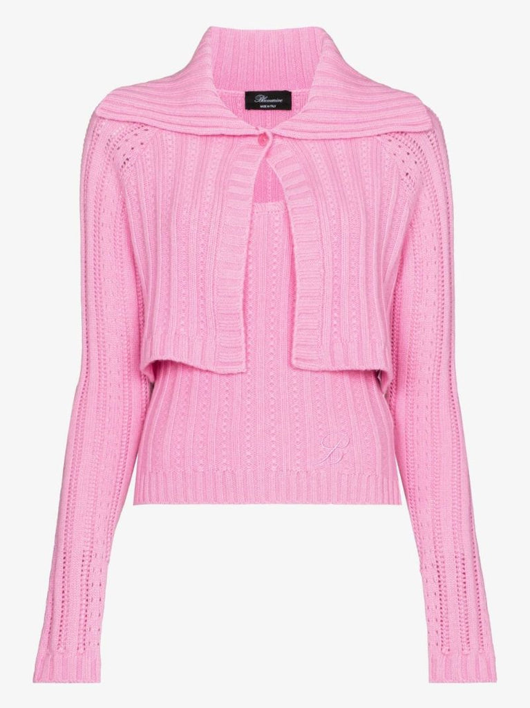 Pink Cable Knit Two-piece Set