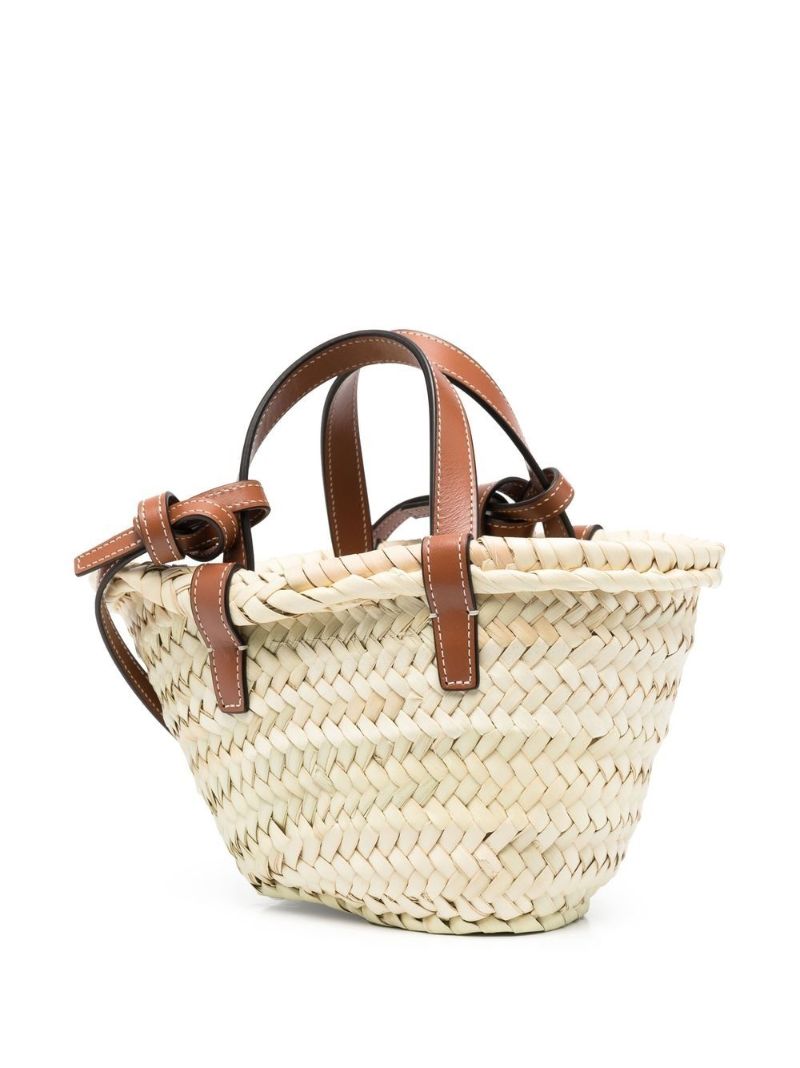 Neutral Nano Triomphe Raffia Tote Bag