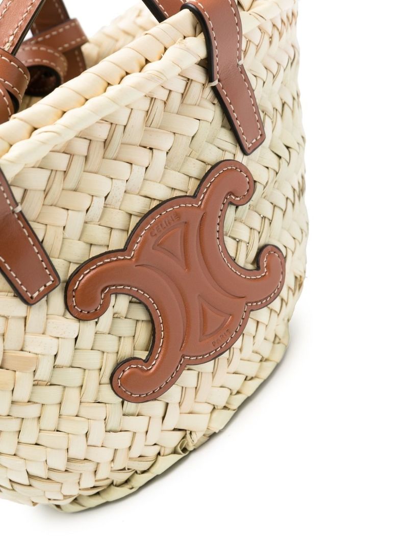 Neutral Nano Triomphe Raffia Tote Bag