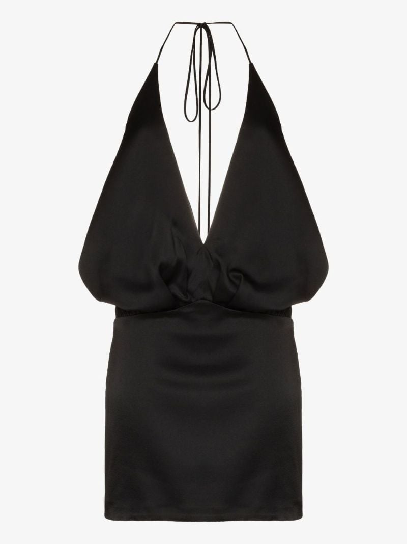 Black Halterneck Satin Dress