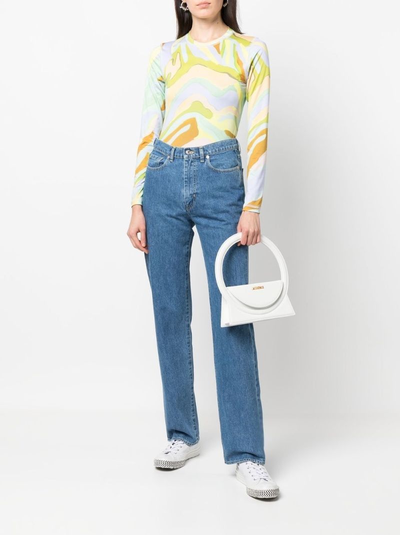 Blue High-rise Straight-leg Jeans