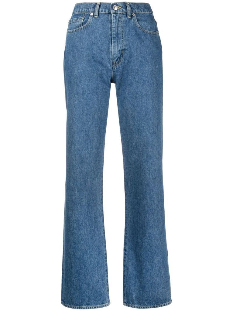 Blue High-rise Straight-leg Jeans