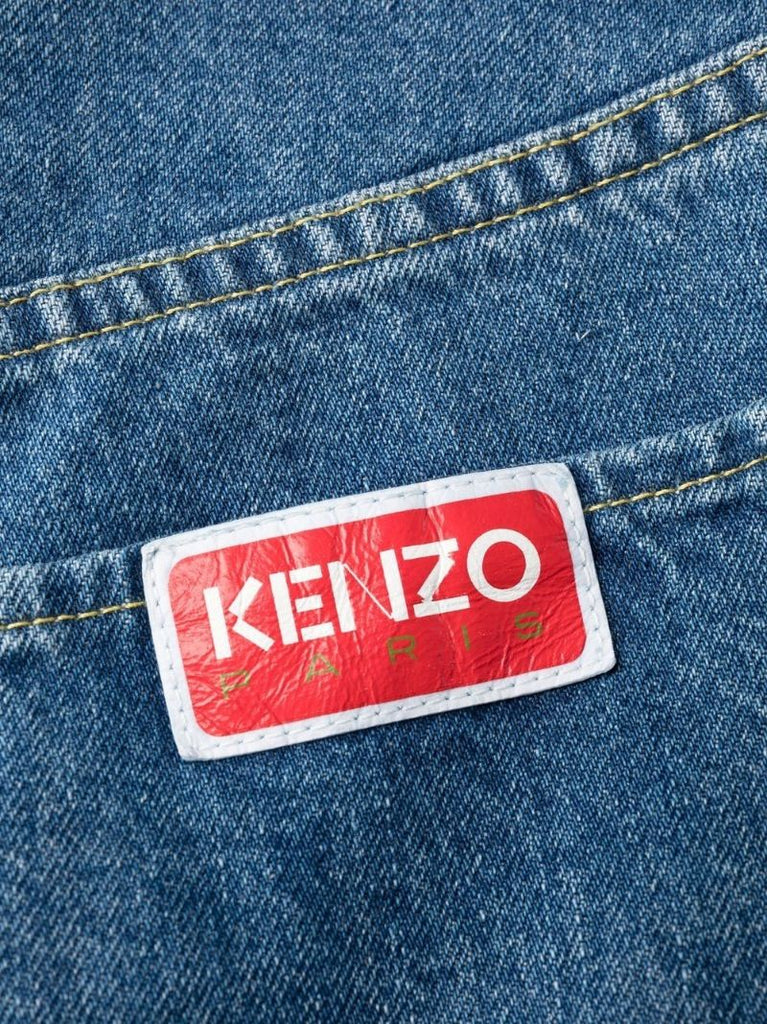 Blue High-rise Straight-leg Jeans