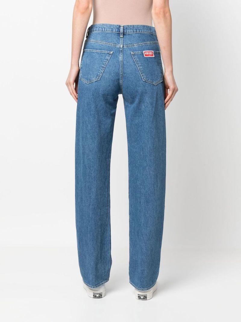Blue High-rise Straight-leg Jeans