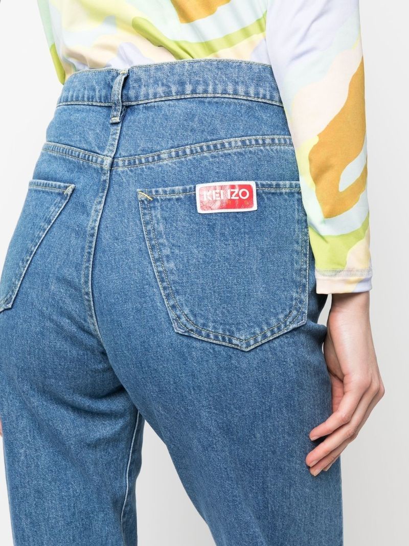 Blue High-rise Straight-leg Jeans