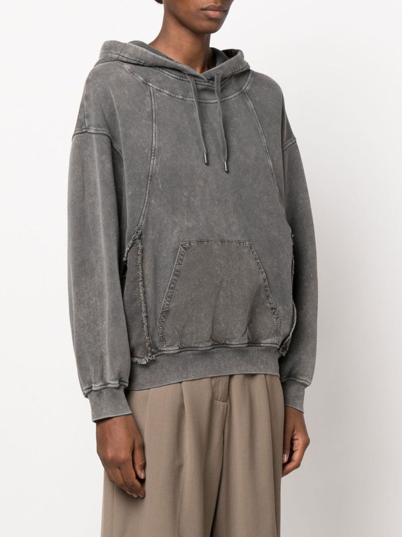 Grey Acid Wash Cotton Hoodie
