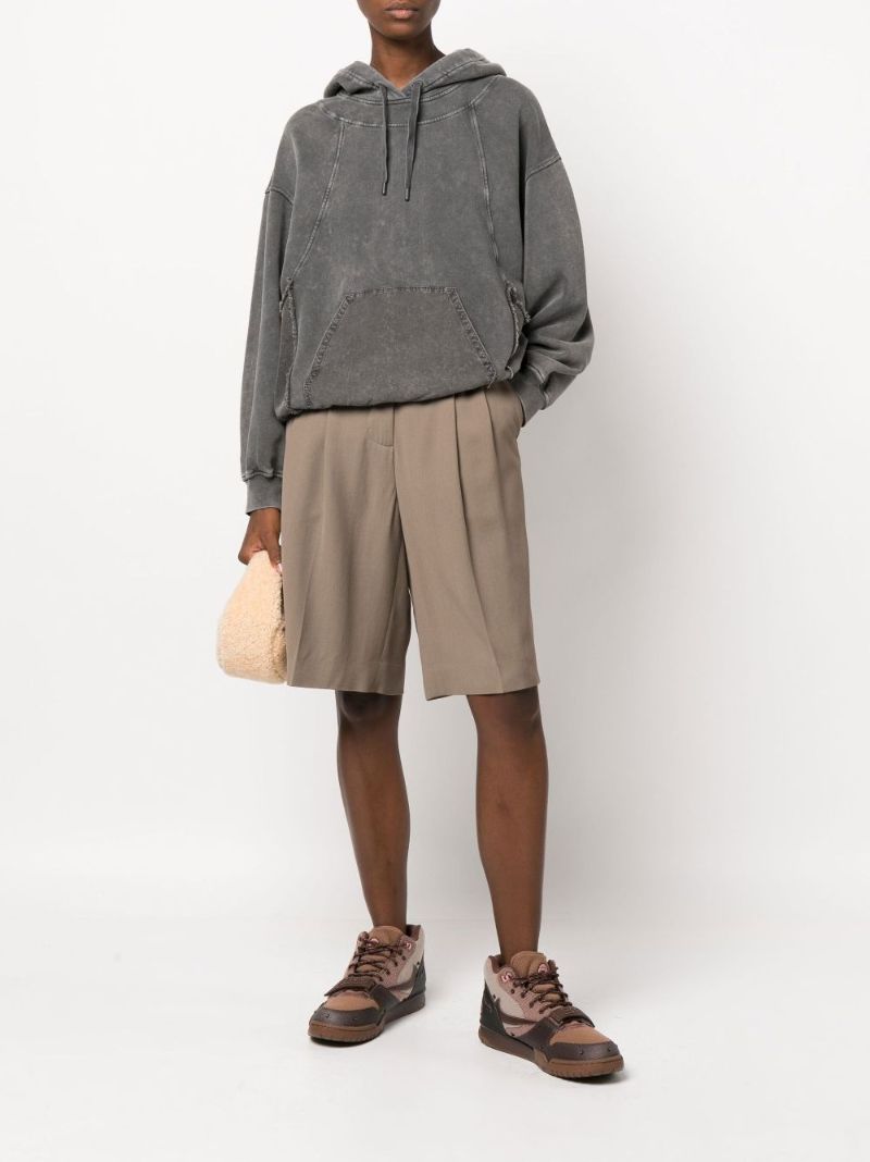 Grey Acid Wash Cotton Hoodie