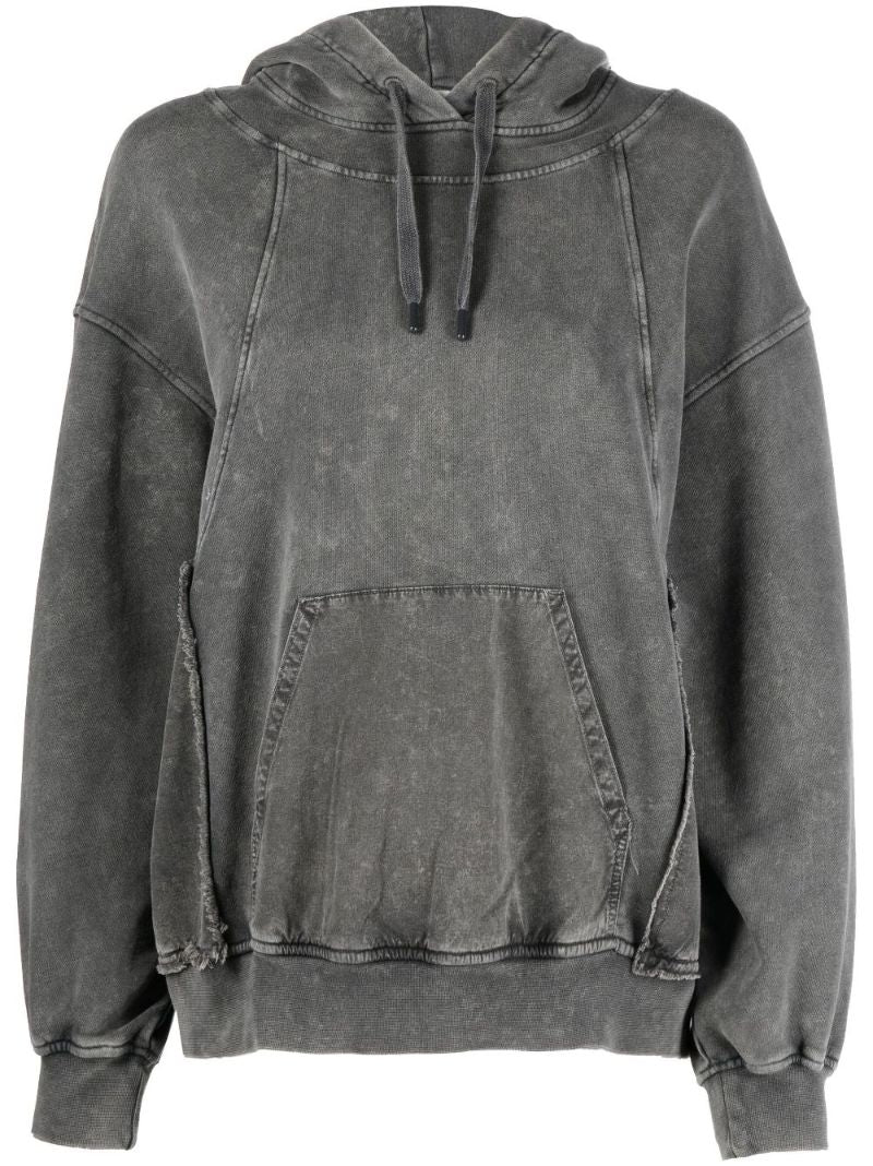 Grey Acid Wash Cotton Hoodie